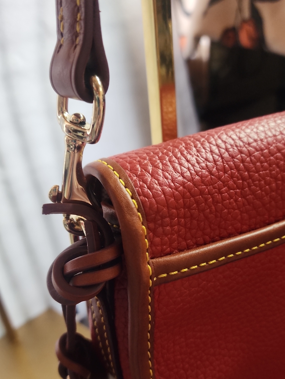 Dooney & Bourke Red Pebbled Leather Crossbody Saddle Bag Like New - Picture 8 of 16